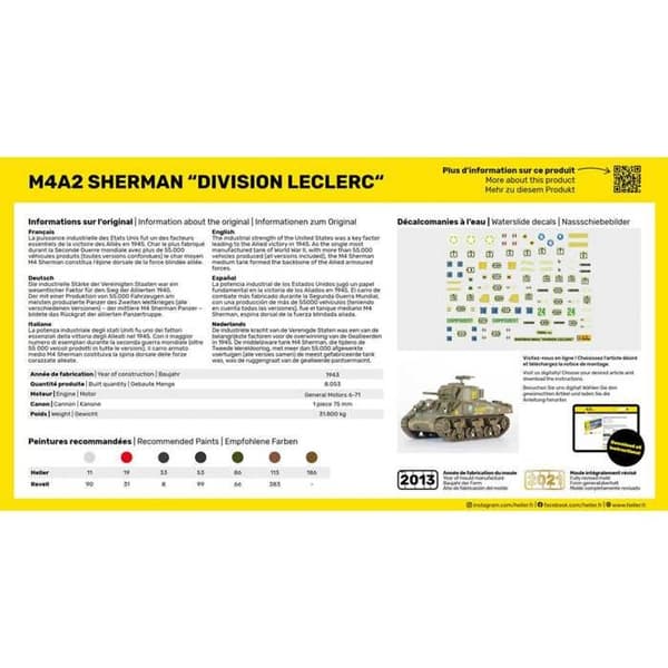Modell - HELLER - ASSAULT TANK - M4A2 SHERMAN - SKALA 1/72 - CLASSIC