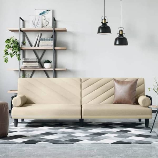 vidaXL Bäddsoffa med armstöd Krämtyg 351934