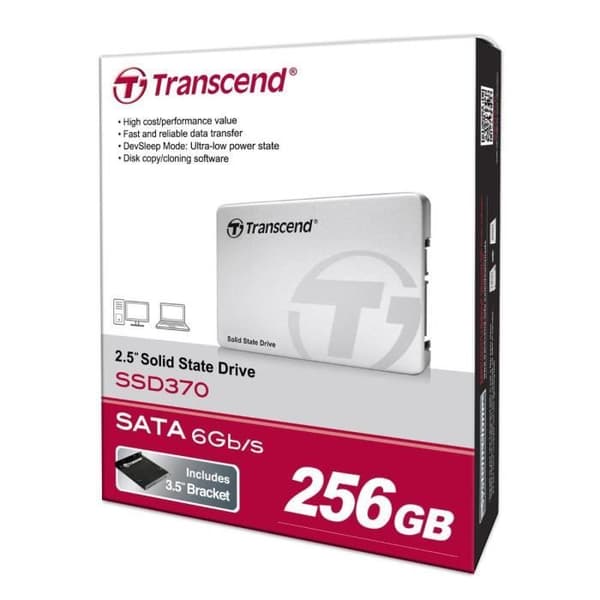 TRANSCEND SSD370 intern solid state-enhet - 256 GB - 2,5" SATA3 MLC - stötsäker och vibrationsdämpande