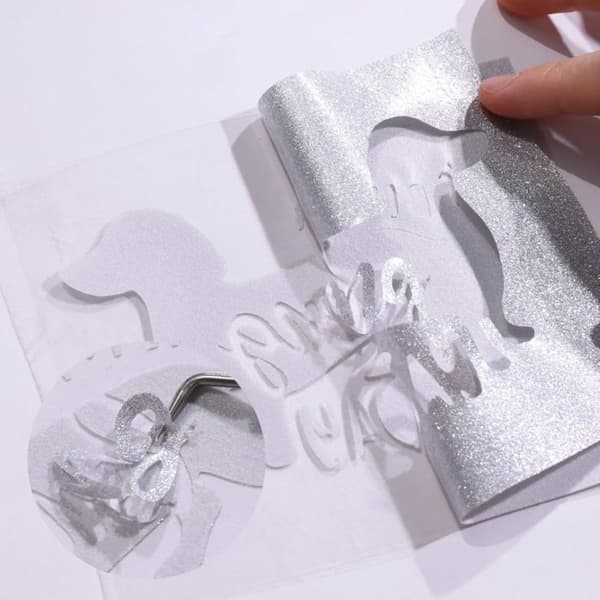 Värmeöverföringsvinyl Glitter - Vit - 30,5 x 90 cm