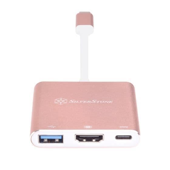 Adaptern - SILVERSTONE - SST-EP08P - USB 3.1 Typ C till HDMI 4K - USB Typ A - Rosa