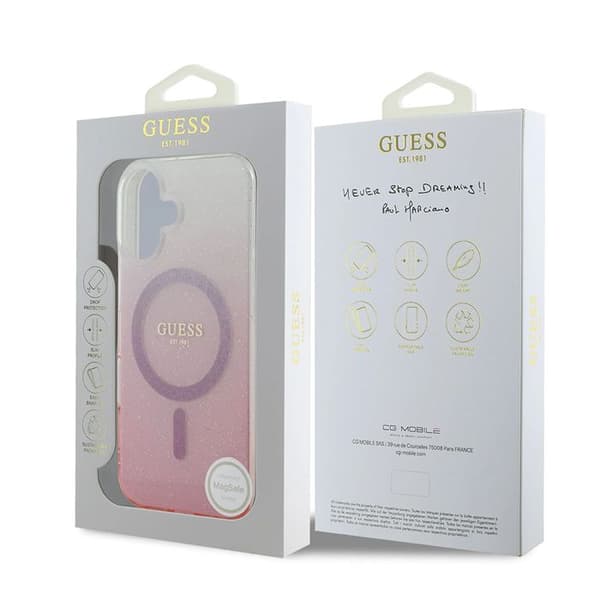 Coque Guess IML Glitter Gradient MagSafe för iPhone 16 Pro Max (brun)