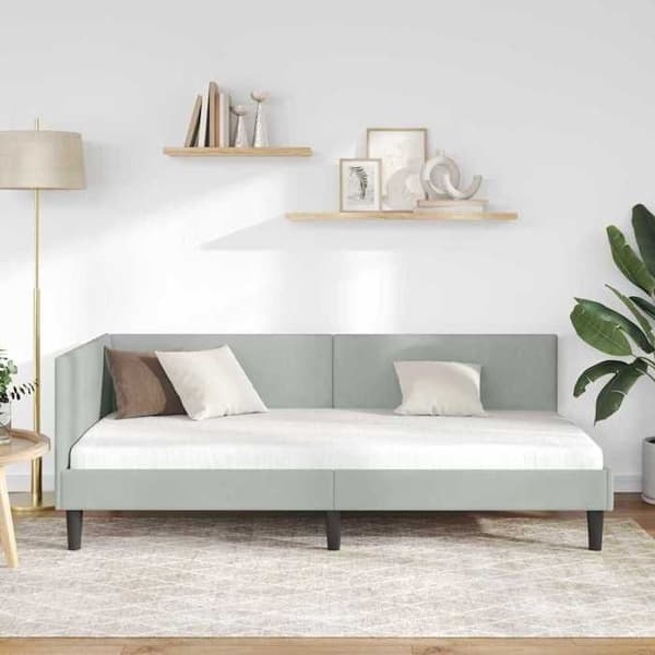 vidaXL Hörnsängram Ljusgrå 100 cm x 200 cm Sammet 42016236