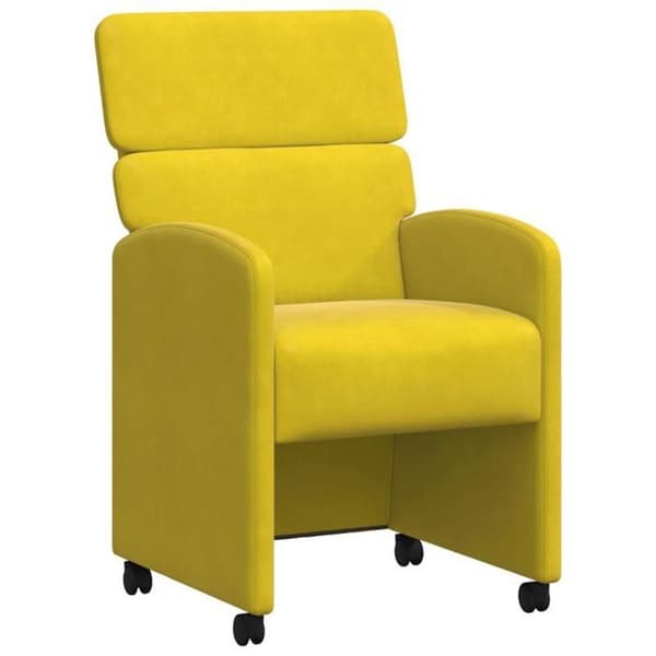 Matstol - VIDAXL - Standardmodell - Gul sammet - Med hjul - Set om 2