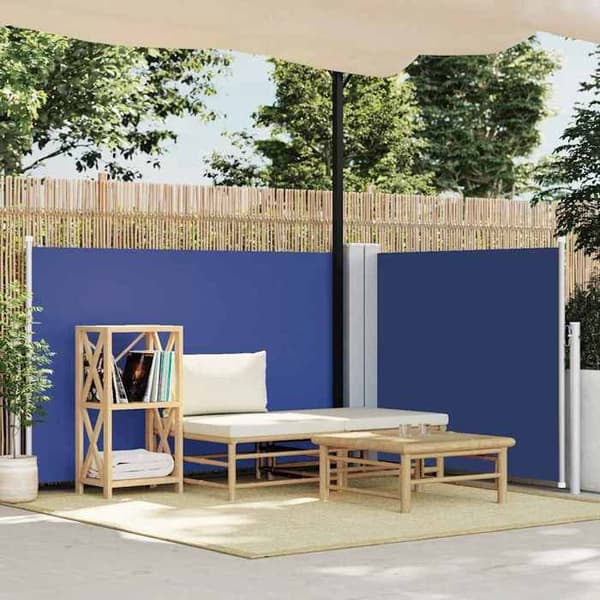 vidaXL Infällbar sidomarkis Blå 100 x 600 cm