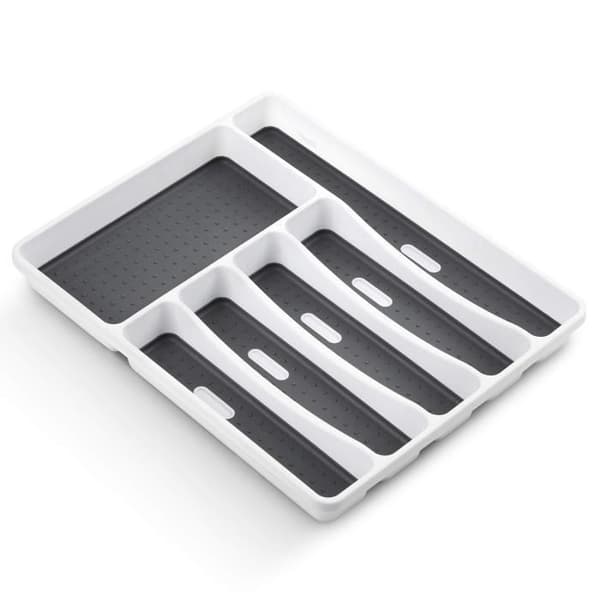 RAYEN bestickbricka - 6 fack - Bi-material - 40 x 32,5 x 5 cm - Grå