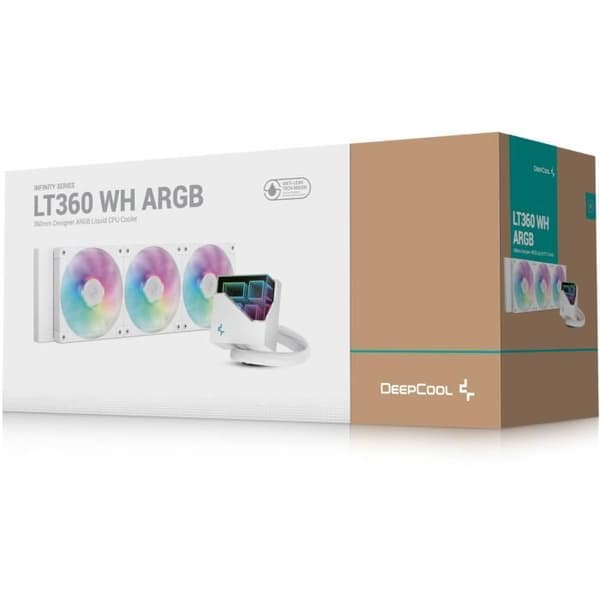 Vattenkylning AIO - DEEPCOOL LT360 ARGB - Fläktar 3x 120 mm ARGB - Vit