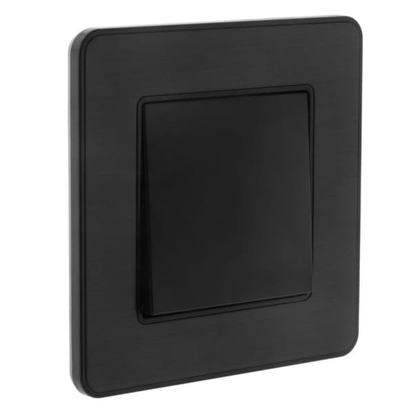 Komplett tryckknapp 10A - borstad svart metall - Kouro - Zenitech