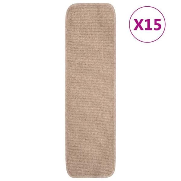 vidaXL Halkfria trappmattor 15 st 75x20cm Beige rektangulär