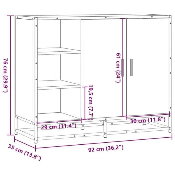 vidaXL Buffé eksonoma 92x35x76 cm ingenjörsträ 849020