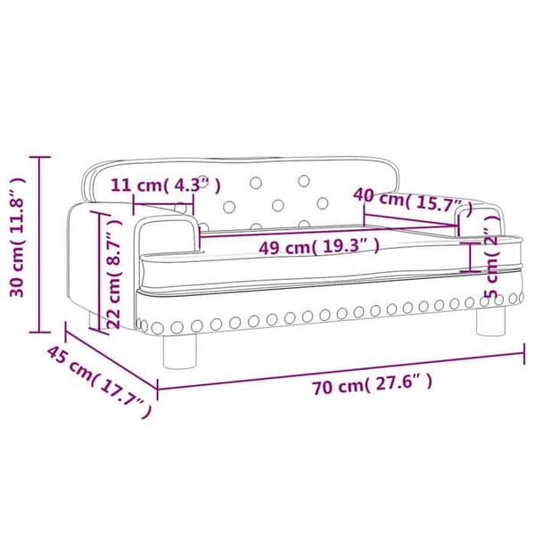 vidaXL Barnsoffa Ljusgrå 70x45x30 cm Sammet 3196294
