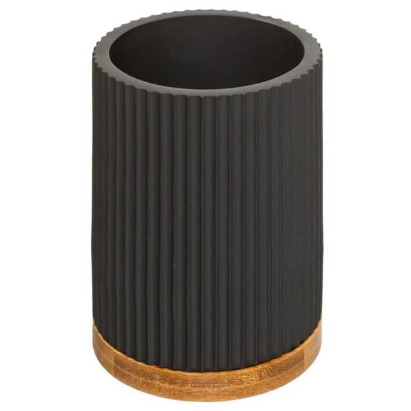 Toalettborste i polyresin och bambu - Svart - H 38 cm