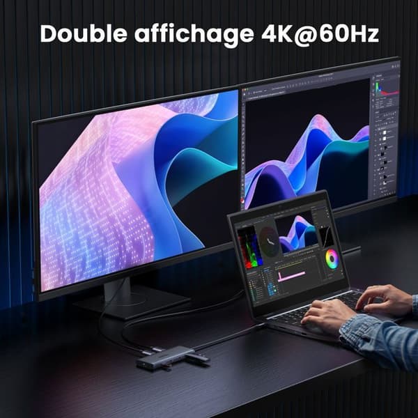USB-C-hub 10 i 1 - UGREEN - Grå