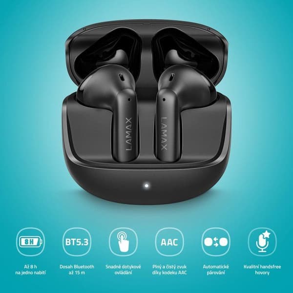 Trådlösa hörlurar - LAMAX - Tones1 - Bluetooth 5.3 - Autonomi 40h - IPX4