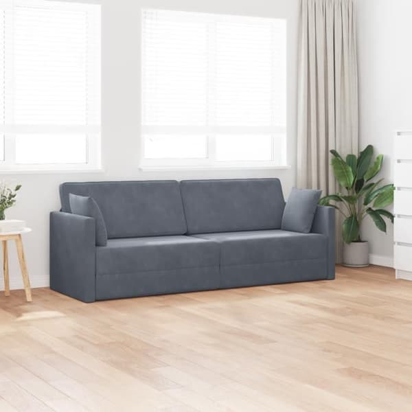 Soffa Säng 2 i 1 Mörkgrå 213x144x60 cm Sammet