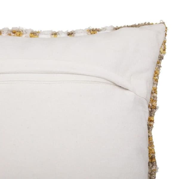 Coussin Déco Tufté "Miska" 45x45cm Ivoire & Ocre
