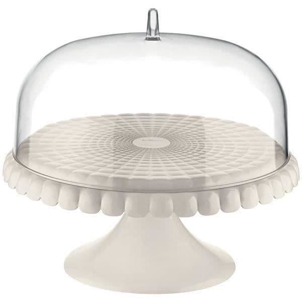 GUZZINI Tiffany tårtställ med klocka - 30 cm - Mjölkvit
