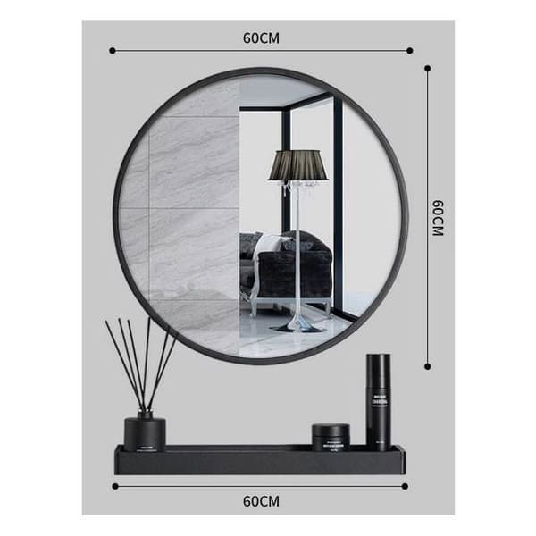 Spegel med hylla 60cm svart