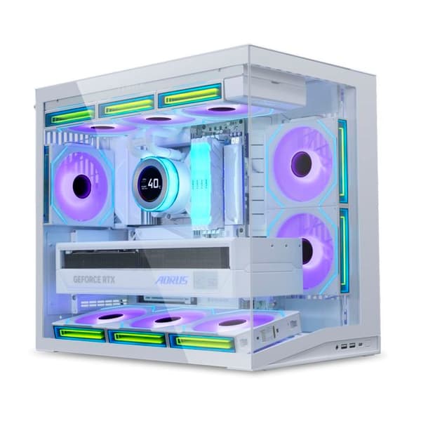 PC-chassi - Lian-Li O11D Mini V2 Flow - Mini-ITX - Vit - Härdat glas