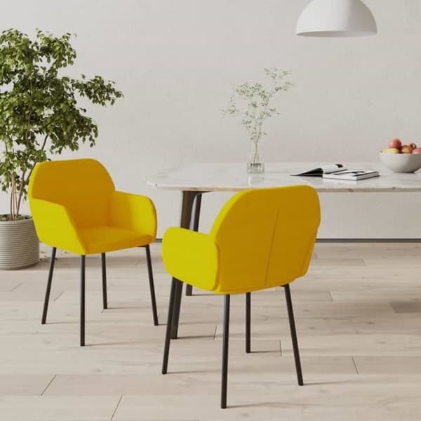 vidaXL Matstolar 2 st Gul Sammet 344708