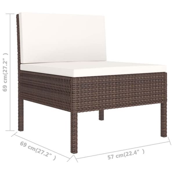vidaXL Trädgårdsmöbler 2 st med kuddar Flätad resin Brun 310197