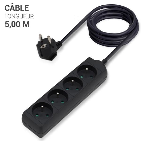 Grenuttag - WAYTEX - 3-pack - 4 uttag - 16A - 5m kabel - Barnsäkerhet