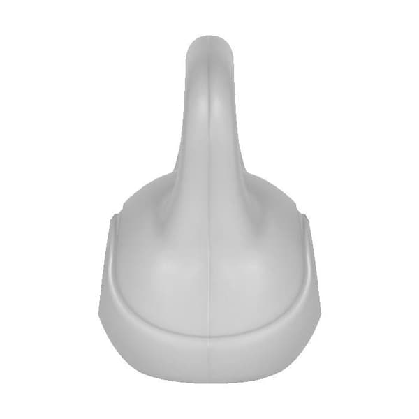 Grå kettlebell på 2 kg, vikt för magövningar.