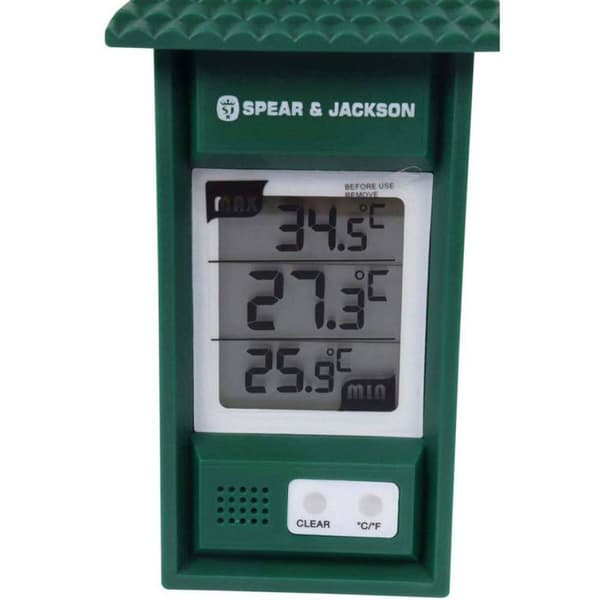 Termometer - SPEAR & JACKSON - Mini-maxi digital - Plast - Grön - Inomhus, Utomhus