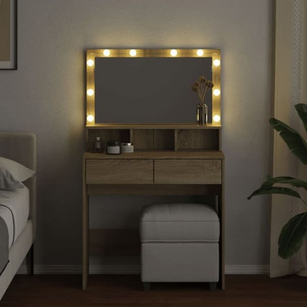Frisör med LED ek sonoma 80x41x134,5 cm