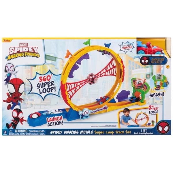Krets - SPIDEY - Fantastisk krets Super Looping - 360° Loop - Fordonskatapult - Inkluderar fordon
