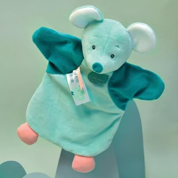 Marionett Doudou & kompaniet Mus - grön - 25/34 cm
