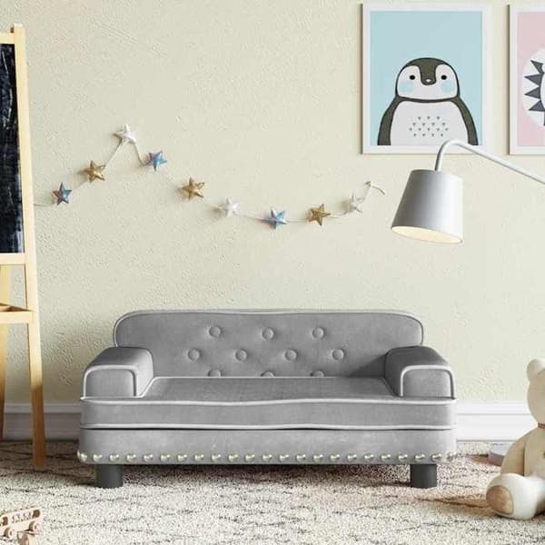 vidaXL Barnsoffa Ljusgrå 70x45x30 cm Sammet 3196294