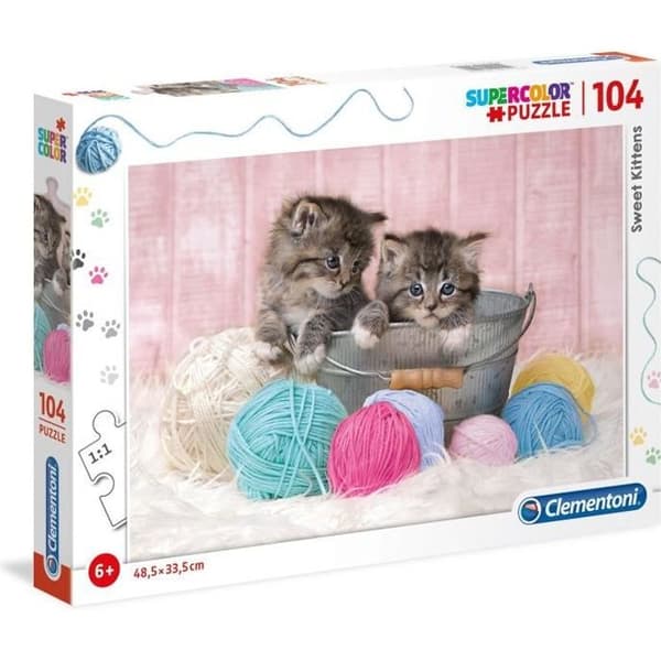 Pussel - CLEMENTONI - Kattungar och bollar - 104 bitar - Rosa - Djur