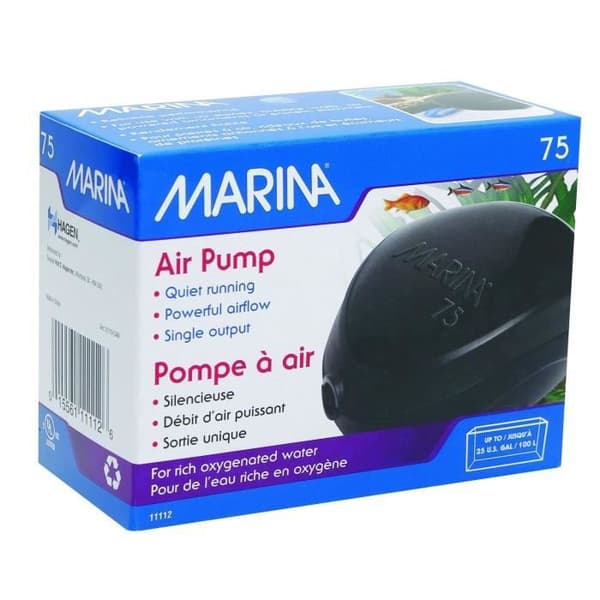 MARINA Luftpump 75 - Flöde: 60 L/h - För akvarium