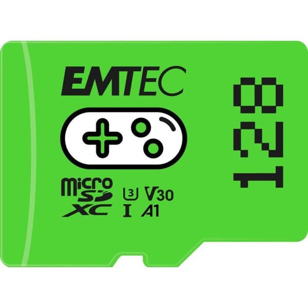 Emtec 128 GB MicroSD UHS I U3 V30 A1 A2 Spelminneskort Grönt