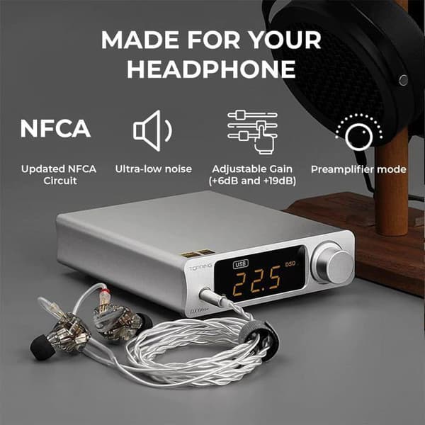 Hörlursförstärkare Topping DX3 Pro+ Bluetooth 5.0 aptX HD Silver