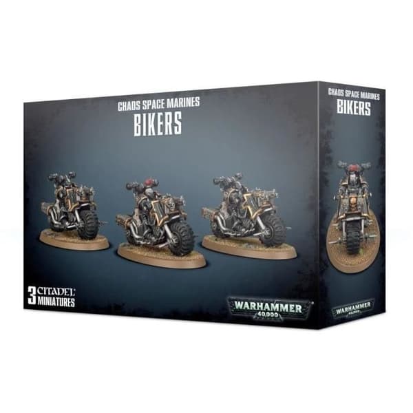 Games Workshop Warhammer 40k statyett - Chaos Space Marine Bikers - grå - TU