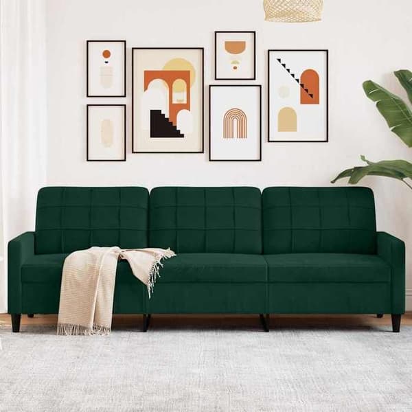 vidaXL 3-sitssoffa Mörkgrön 210 cm Sammet 4007646