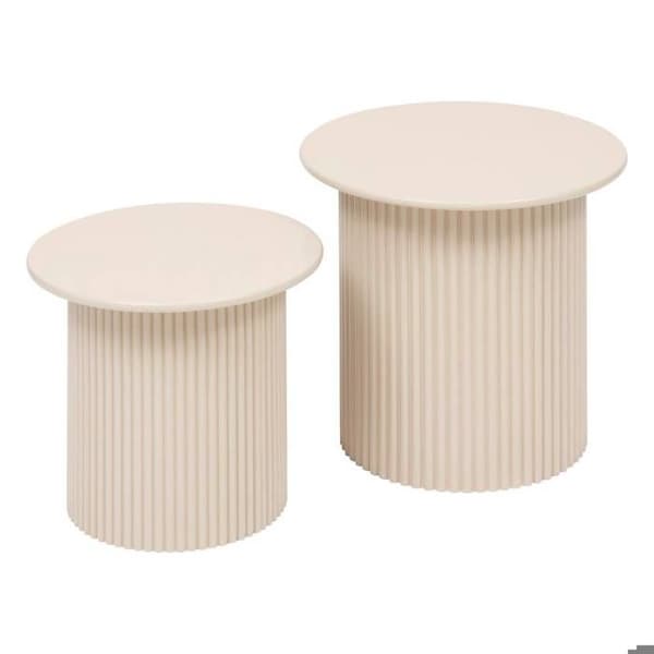 Set med 2 sidobord "Eino" beige 40x40x38cm