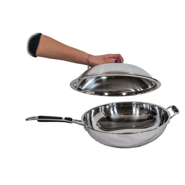 Wok i rostfritt stål 36 cm med lock - Casselin