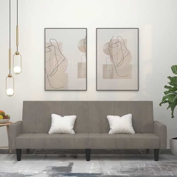 vidaXL 2-sits bäddsoffa ljusgrå sammet 375774