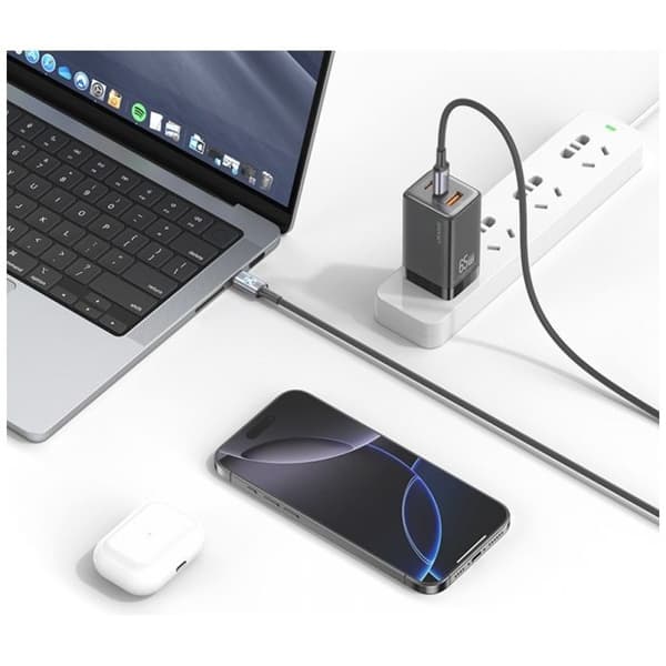 USAMS USB-C till USB-C 1,2 m Snabbladdning 60 W Silver