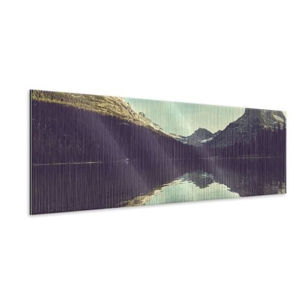Panoramisk metallbildsreflektion i fjällsjö 60 x 20 cm