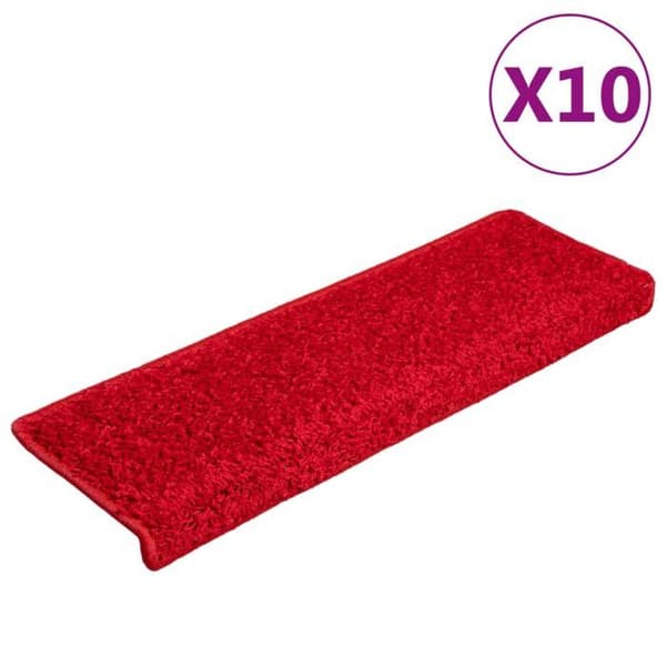 vidaXL Trappmatta 10 delar 65 x 21 x 4 cm Röd rektangulär kant 149829