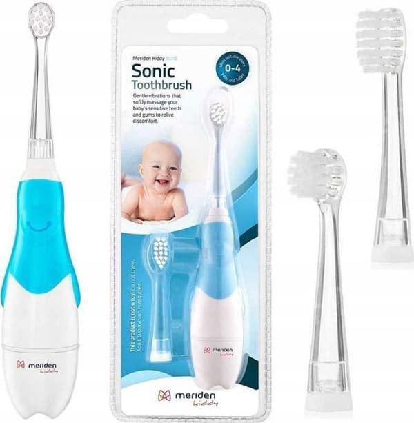 Sonic tandborste - Meriden - Kiddy - Blå - 2 munstycken - För barn