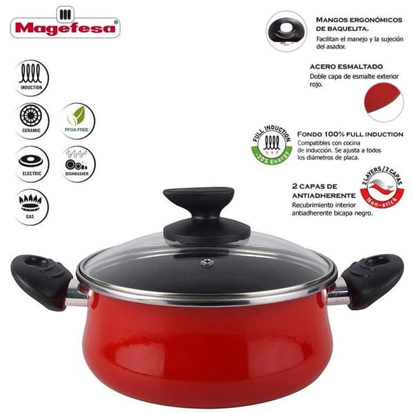 Marmite - Magefesa - Praga - Diameter 20 cm - Anti-klibbigt belägg - Granat