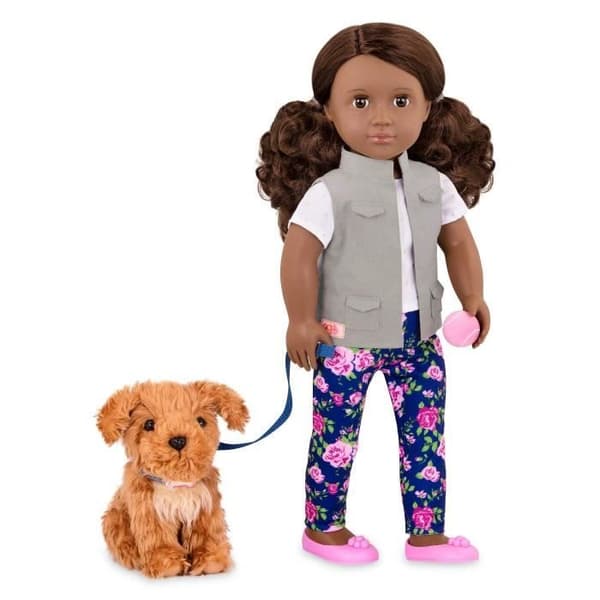 Vår Generation Poupée 46 cm- med Hund - Malia, - BD31202Z