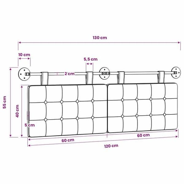 vidaXL Väggmonterad sänggavel Tyg 42031912