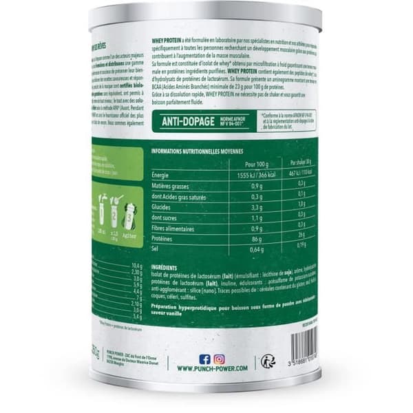 PUNCH POWER Vassleprotein Vanilj - 350 g burk