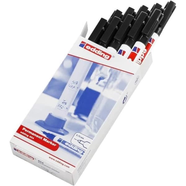 Permanent Markör - EDDING - 404 - 10-pack - Ultrafine spets 0,75 mm - Svart
